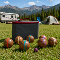 Jeu de boules de pétanque en bois YumuQ, jeu de bocce pour l'extérieur, jeu de boccia avec sac de transport pour la pelouse, la plage et les sports de plein air