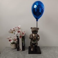 Sculpture Animale en Résine Ours Ballon Minimaliste Luxe Léger Noir, Accessoires Décoratifs pour Bureau et Salon Evelyn