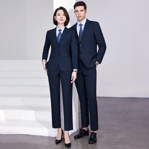 Ensemble de costume en laine double-boutonnage de qualité supérieure pour hommes et femmes - Vêtement formel anti-plis à devant plat pour le bureau, les affaires, les ventes gouvernementales - Product Image 4