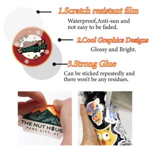 Op maat gemaakte holografische glitter sticker met gestanste vorm, zelfklevende vinyl, decoratieve PVC sticker, promotionele reclame logo sticker - Product Image 6