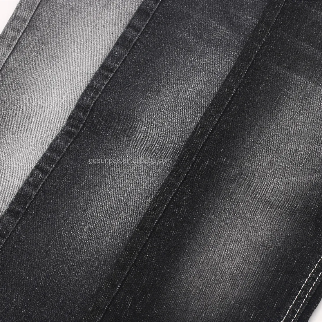 Fabbrica intero prezzo di vendita buona qualità 9.3oz 170cm bella curvatura Slub alta elasticizzato indaco zolfo nero Denim tessuto Jeans P9383-1 #
