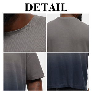 T-shirt surdimensionné décontracté en coton épais dégradé gaufré pour homme KingSen, col rond, coupe ample, avec logo personnalisé, style streetwear - Product Image 6