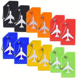 Étiquette de bagage en silicone personnalisée avec motif avion, étiquette d'identification, étiquette anti-perte pour valise avec boucle en fil d'acier inoxydable - Product Image 1