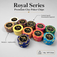 En stock, jetons de poker en argile de la série Royal, 14g, design Star Edge, dénomination complète, livraison rapide, qualité casino, pour jeu à domicile
