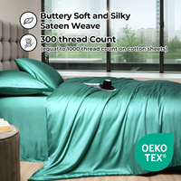 Ensemble de draps de lit king size en bambou naturel tissé de luxe, 4 pièces, 300 fils, motif uni, style moderne, toutes saisons, OEKO-TEX