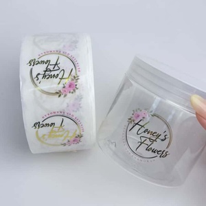 Rollo de etiquetas adhesivas con logotipo <span class=keywords><strong>transparente</strong></span> de vinilo adhesivo personalizado, etiquetas adhesivas transparentes impresas para botellas de <span class=keywords><strong>vidrio</strong></span> de plástico - Product Image 3