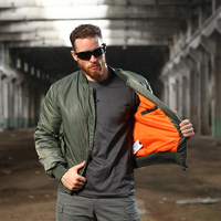 MA1 Flight Jacket par Call Dradon Veste d'hiver en toile camouflage pour homme Style Hip Hop Design sans col
