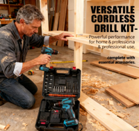 Ensemble de perceuse électrique sans fil portable, multifonctionnel, de qualité industrielle, clé dynamométrique rechargeable, construction sans balais
