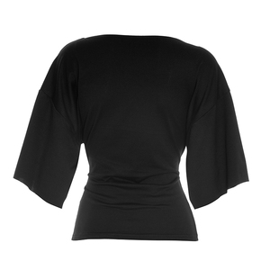 Viviblook Y26TP058 Women Summer T-<b>Shirt</b> New Solid Color V-Neck Trumpet Short Sleeved Slim Fit T-<b>Shirt</b> Top for Ladies - Product Image 6