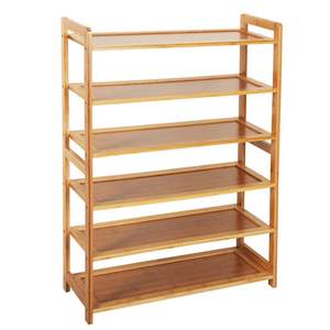 DB Convertible Zapatero de madera de bambú de 6 niveles Organizador de almacenamiento de entrada Muebles de sala de estar para uso doméstico - Product Image 1