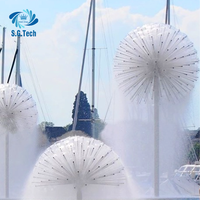 Meilleures ventes 2026 Fontaine extérieure moderne en acier inoxydable avec jet de pierre, boule de cristal, buse pissenlit et couronne d'eau musicale de jardin