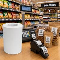 Étiquettes autocollantes personnalisées en papier thermique éco-responsable triple protection 70g GH501 avec colle et doublure en glassine 50gsm pour étiquettes de prix de détail et supermarchés