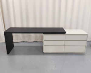 Classical Standard Size Natural Solid Wood Working Station Flat Large Tabletop Writing Counter with Under <b>Desk</b> Storage Cabinet - Product Image 4