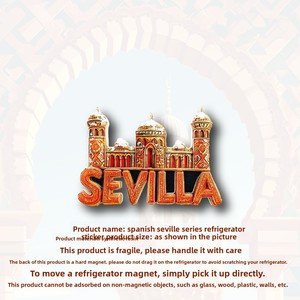 Imán para Refrigerador con Diseño de la <span class=keywords><strong>Alma</strong></span> Poética de una Persona China, <span class=keywords><strong>Sevilla</strong></span>, España, Torre del Alcázar, Pegatina Magnética 3D, Recuerdo de Viaje - Product Image 4