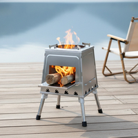 Réchaud de camping pliable en acier inoxydable de qualité supérieure Luling, grand modèle, pour cuisson au bois en extérieur, barbecue et chauffage