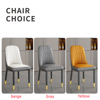 Ensemble de Meubles de Salle à Manger de Luxe au Design Moderne, Table Extensible en Bois, Chaises 6 Places Réglables, avec Accents en Marbre Résine