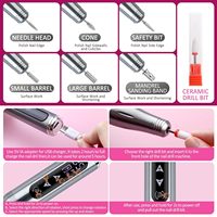 Yumely MN-105 35000 tr/min Stylo perceuse à ongles électrique USB à écran tactile rechargeable en plastique, machine professionnelle de polissage des ongles pour salon