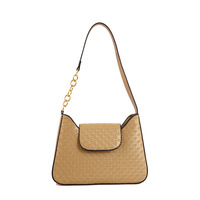 Tas Selempang Wanita Kulit PU dengan Rantai dan Tutup Lipat, Ringan, Model Crossbody Messenger untuk Wanita
