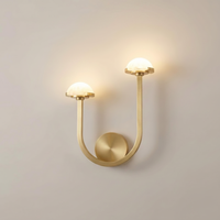 Applique murale LED double tête en métal et marbre, design artistique européen, pour chambre, couloir et salon, décoration intérieure