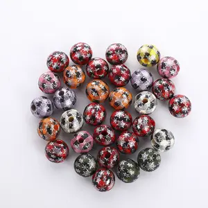 16Mm Kerst Buffalo Plaid Sneeuwvlok Houten Kralen Merry Plaid Kralen Boerderij Rustieke Spacer Bead Voor Diy Craft Maken Ornament