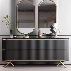 Meuble de rangement moderne de luxe avec dessus en marbre italien, grande capacité, <span class=keywords><strong>buffet</strong></span> <span class=keywords><strong>blanc</strong></span> pour la maison, meubles pour appartement, villa, salon - Product Image 3