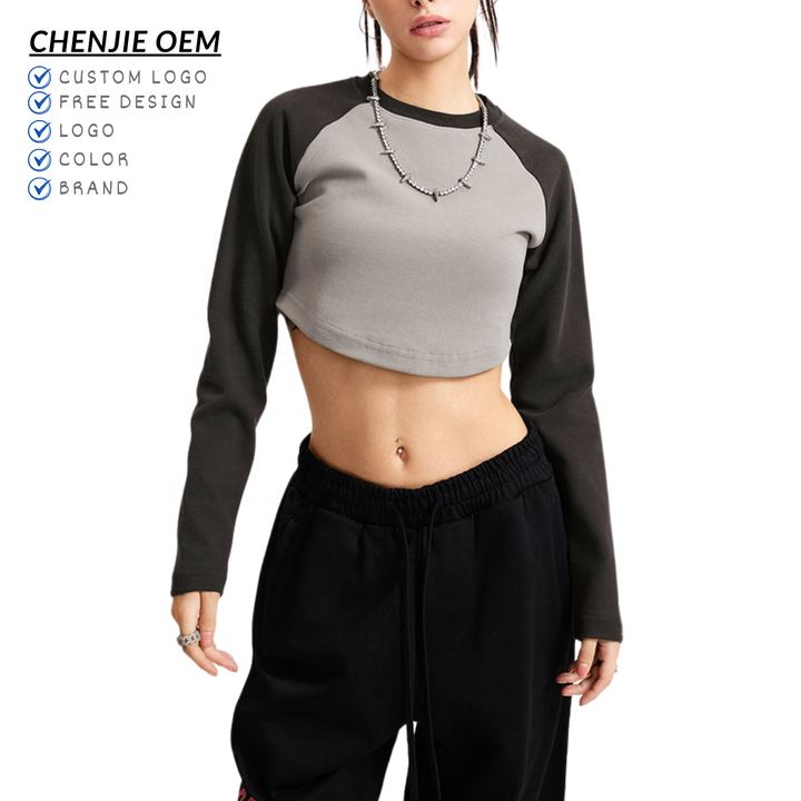custom long sleeve crop tops
