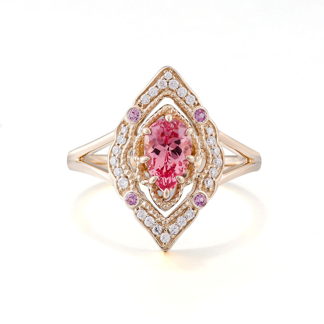 Bague en or blanc 14 carats avec pierre précieuse de laboratoire