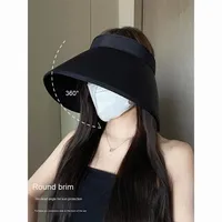 Chapeaux de soleil pour femmes Summer UV Protection Wide Brim Visor Hat Full Face Coverage Outdoor Cycling Visor Cap