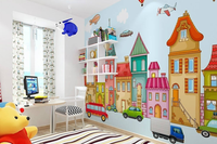 Papier peint de bonne qualité pour chambre d'enfant, papier peint mural 3D couleur dessin animé maison garçon et fille, papier peint personnalisé pour chambre d'enfant, design de chambre d'enfant