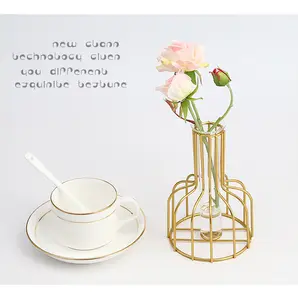 Thème de l'art moderne Simple métal fer forgé hydroponique vert radis séché fleur insérer pour la maison salon décoration