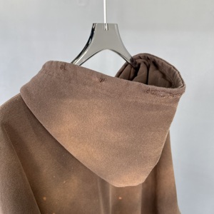Hoodie & jaket pria ukuran Plus, Hoodie berlian imitasi polos bahu jatuh, Hoodie & Sweatshirt ukuran besar, robek matahari, asam, celup, 450g - Product Image 4