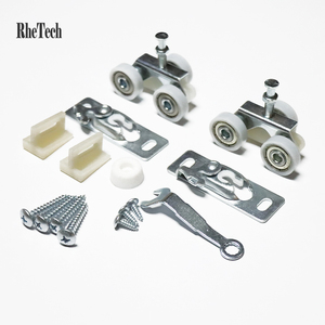 RHETECH Factory Direct Standard Silver 3-Wheel Door Hanger Système <span class=keywords><strong>de</strong></span> <span class=keywords><strong>rail</strong></span> coulissant <span class=keywords><strong>pour</strong></span> suspendre la <span class=keywords><strong>porte</strong></span> <span class=keywords><strong>de</strong></span> poche Wood Roller Worker - Product Image 5
