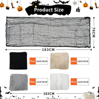 Décoration colorée d'Halloween : filet noir, tissu déchiré pour maison hantée, ornements suspendus en tissu fantôme, tissu quadrillé