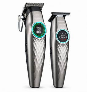 Ensemble de tondeuse à <span class=keywords><strong>cheveux</strong></span> électrique 2 en 1, tondeuse professionnelle sans fil rechargeable, écran LED, lame en céramique, kit de toilettage pour hommes - Product Image 1