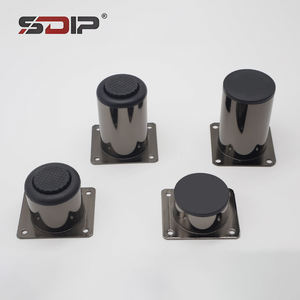 أرجل كنبات معدنية من الحديد قابلة للتعديل بتصميم أنبوبي دائري باللون الأسود المطلي بالكروم، أرجل خزائن، أرجل أثاث - Product Image 4