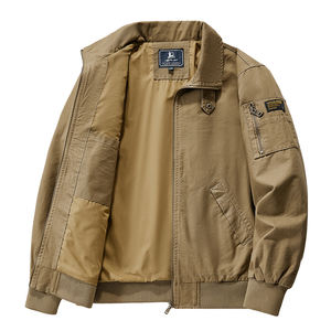 Chaqueta de aviador para hombre con logotipo personalizado, nueva, para primavera y otoño, holgada, talla grande, estilo informal, de algodón fino, para actividades al aire libre, juvenil y a la moda. - Product Image 2