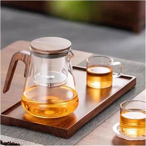 Théière en verre transparent de haute qualité avec couvercle en bois, résistante à la chaleur et facile à nettoyer, prix de gros, anti-fuite - Product Image 2