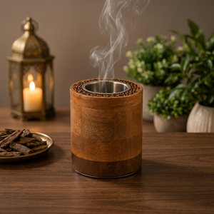 Hand-Made Durable <b>Sandalwood</b> <b>Incense</b> Burner Metal Insert Aromatic Diffuser Home Decor All-Season Use Indian <b>Incense</b> Ramadan Eid - Product Image 1