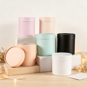 Boîte en papier cylindrique ronde vide, plusieurs tons pastel, pour bouquet de fleurs, bougie, emballage de cosmétiques, tube de rangement - Product Image 5