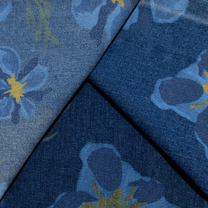 Falda de Mezclilla con Estampado Floral, Ecológica, Estilo Boho, Hojas Botánicas, Tinta Reactiva, Degradado Natural, Personalizada, 300M, OEM, ODM, para Niñas y Mujeres - Product Image 3