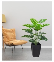 Pot de fleurs carré en plastique, grand calibre, respirant, durable, style minimaliste, finition faux ciment, profond et haut, à poser au sol