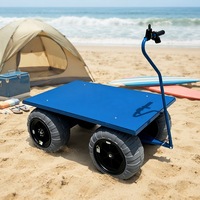 Chariot de plage électrique motorisé tout-terrain à 4 roues, chariot à plateforme robuste pour l'extérieur