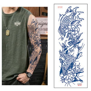 Tatuajes Temporales de Hierbas a Base de Jugo, Diseños de <span class=keywords><strong>Brazo</strong></span> Completo, Estilo Americano/Chino, Tatuajes Florales para Hombres y Mujeres - Product Image 4