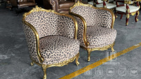 Updecors Fauteuil en velours baroque classique Canapé rembourré monoplace imprimé animal unique pour salon, bureau à domicile, hôtel