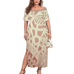 Pacific Island Dresses Women Micro polinesia Mumu Dress Set hawaiana Design tropicale Maxi gonna con <span class=keywords><strong>maniche</strong></span> corte e spacco - Product Image 2