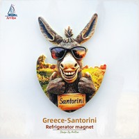 L'âme poétique d'une personne chinoise Santorin, Grèce Chameau souriant Aimant de réfrigérateur Autocollant magnétique 3D Souvenir de voyage