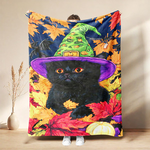 Couverture en flanelle à motifs d'Halloween, couverture de sieste, décoration de fête, cadeau d'horreur, confortable, chaude, super douce pour la chambre à coucher, le salon - Product Image 2