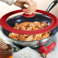 Couvercle de pot en verre universel multi-tailles |   Bordure en silicone anti-éclaboussures et aérateur de vapeur |   Résistant à la chaleur, compatible lave-vaisselle pour ustensiles de cuisine