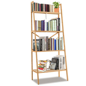 DB Contemporary 4-Tier <b>Bamboo</b> <b>Ladder</b> Bookshelf 58-Inch 58\" for Home Office Workshop Living Room and Bedroom - Product Image 3