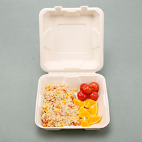 Fournisseur de produits de qualité, boîte à lunch alimentaire en bagasse de canne à sucre saine de 8 pouces pour pain, sandwich, hamburger, restauration rapide